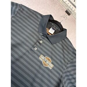Harley Davidson Polo Shirt Men's XL Gray Striped Dealer Embroidered Florida